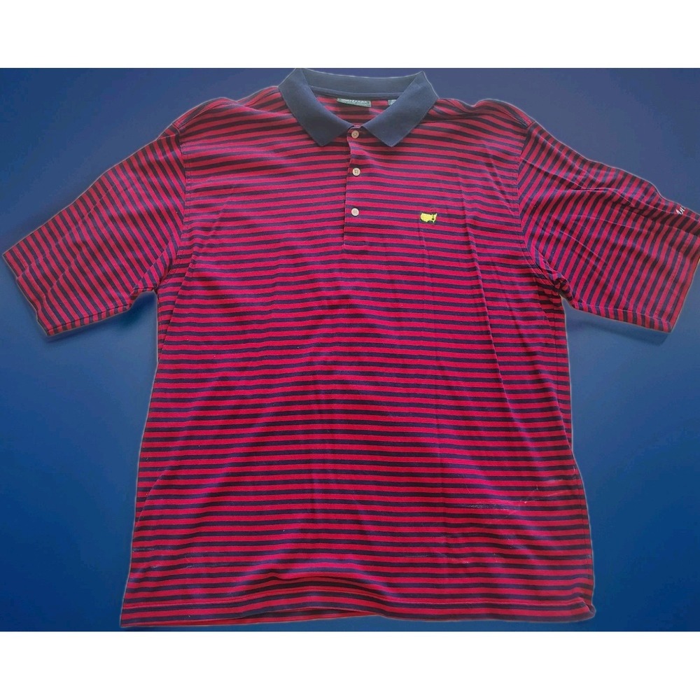 MASTERS Collection Polo Striped GOLF Shirt‎ XL 100% Cotton Two-Ply Mercerized A5